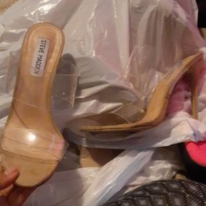 Nude clear high heels